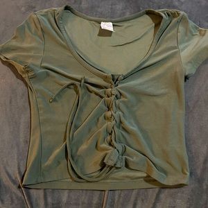 Green v-cut crop top